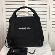 Balenciaga Medium Navy Cabas In Canvas Black