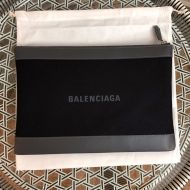 Balenciaga Medium Navy Pouch In Canvas Black