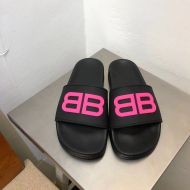 Balenciaga Pool Slides Unisex BB Logo Rubber Black/Rose