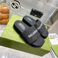 Balenciaga Pool Slides Unisex GG Supreme Rubber Black