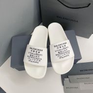 Balenciaga Pool Slides Unisex Multi Logo Rubber White