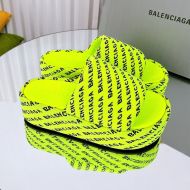 Balenciaga Rise Platform Slides Women Textile Lemon