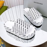 Balenciaga Rise Platform Slides Women Textile White