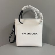 Balenciaga Shopping Phone Holder In Grained Leather White