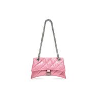 Balenciaga Small Crush Chain Bag In Quilted Crushed Calfskin Pink