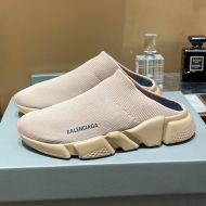 Balenciaga Speed Mules Unisex Recycled Knit Apricot