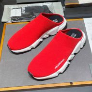 Balenciaga Speed Mules Unisex Recycled Knit Red