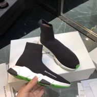 Balenciaga Speed Sneakers Unisex Knit Black/Green