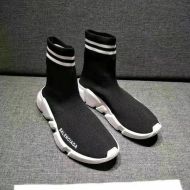 Balenciaga Speed Sneakers Unisex Strips Knit Black