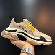 Balenciaga Triple S Sneakers Unisex Leather and Mesh Khaki