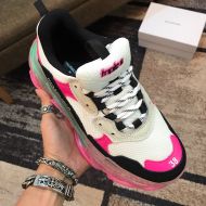 Balenciaga Triple S Sneakers with Clear Sole Unisex Leather and Mesh White/Rose