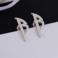 Balenciaga Typo Metal Earrings In Silver