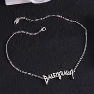 Balenciaga Typo Metal Necklace In Silver