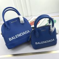 Balenciaga Ville Handbag In Grained Leather Blue