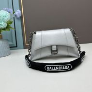 Balenciaga XS Downtown Shoulder Bag with Chain In Calfskin Silver